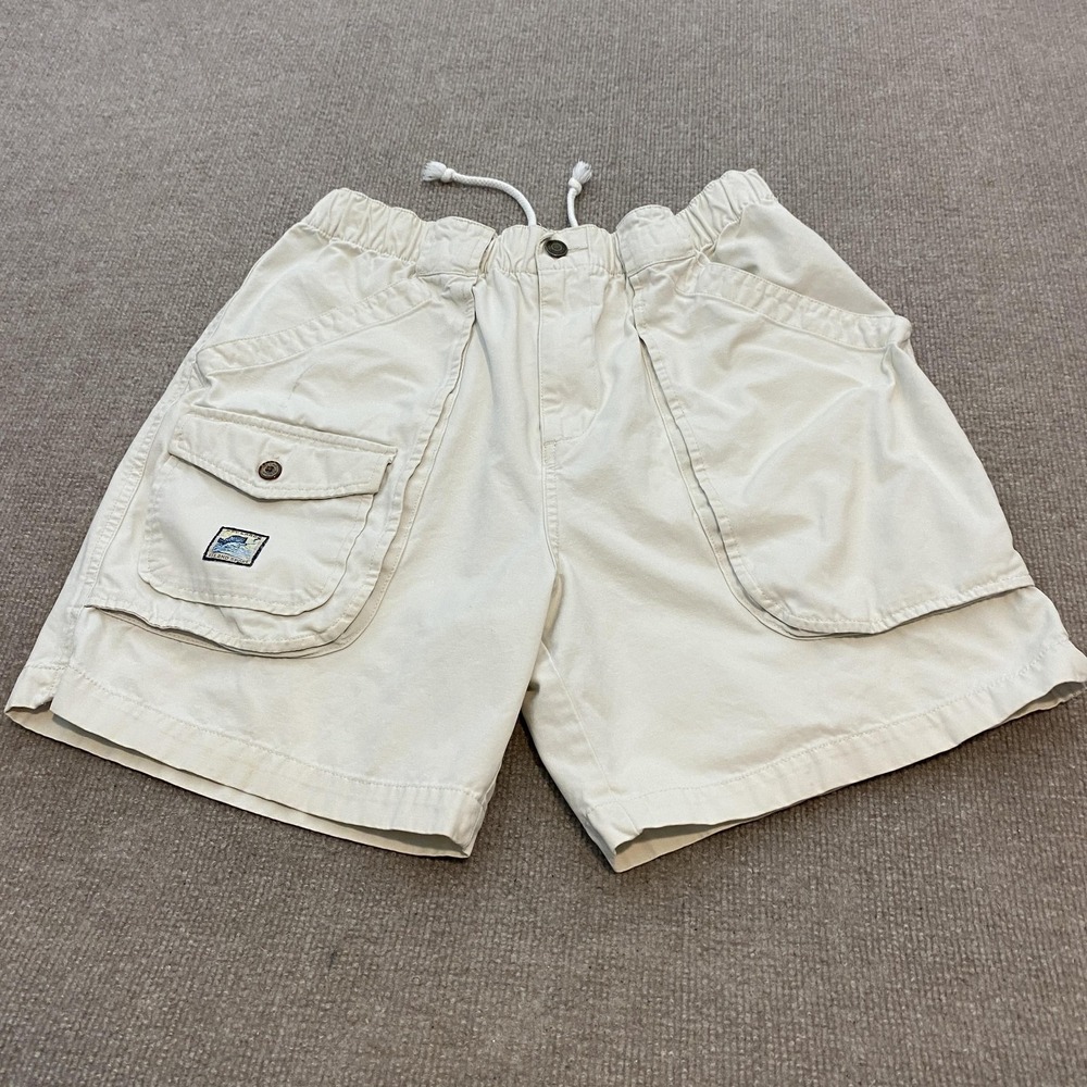 Original Island Sport Cargo Shorts Mens Medium White Elastic Waist Beach Casual